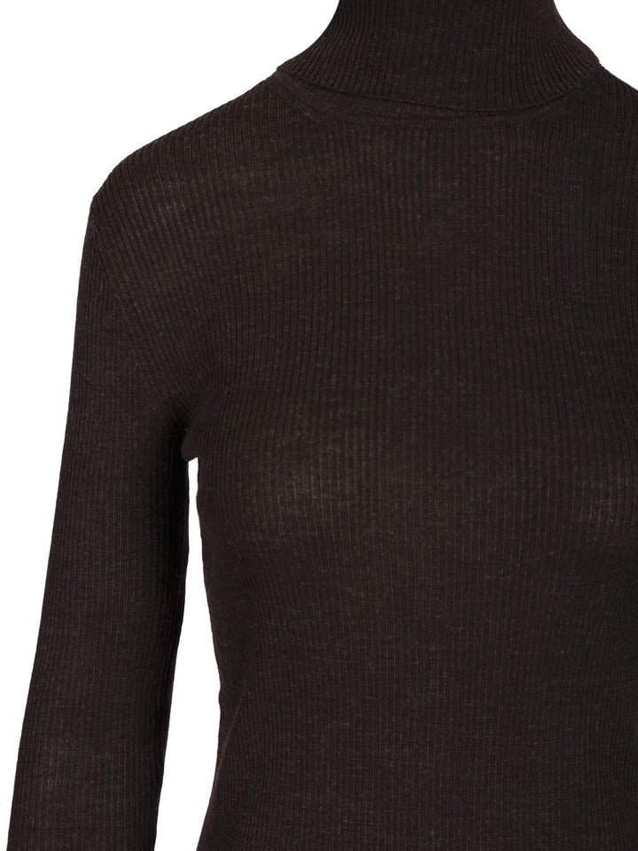 P.A.R.O.S.H. Ribbed Wool Turtleneck Knitwear - Marrone | caab9db9ec45e6fbe52b32e04eea881a8909c2e5