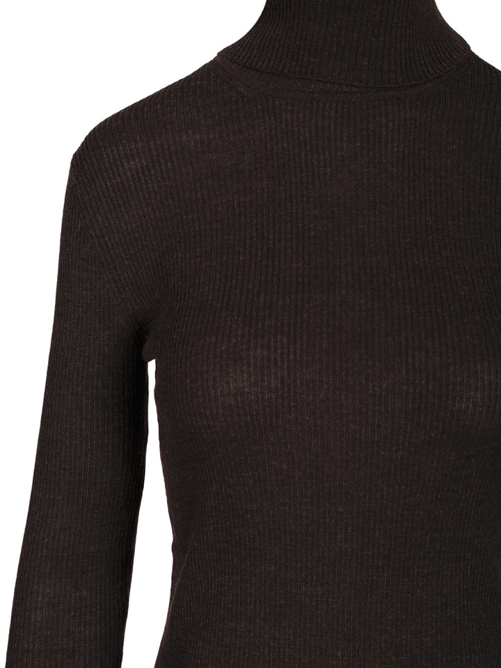 P.A.R.O.S.H. Ribbed Wool Turtleneck Knitwear - Marrone | 931b1734c94344d868c85d7ff8c3b007b4c7dc12