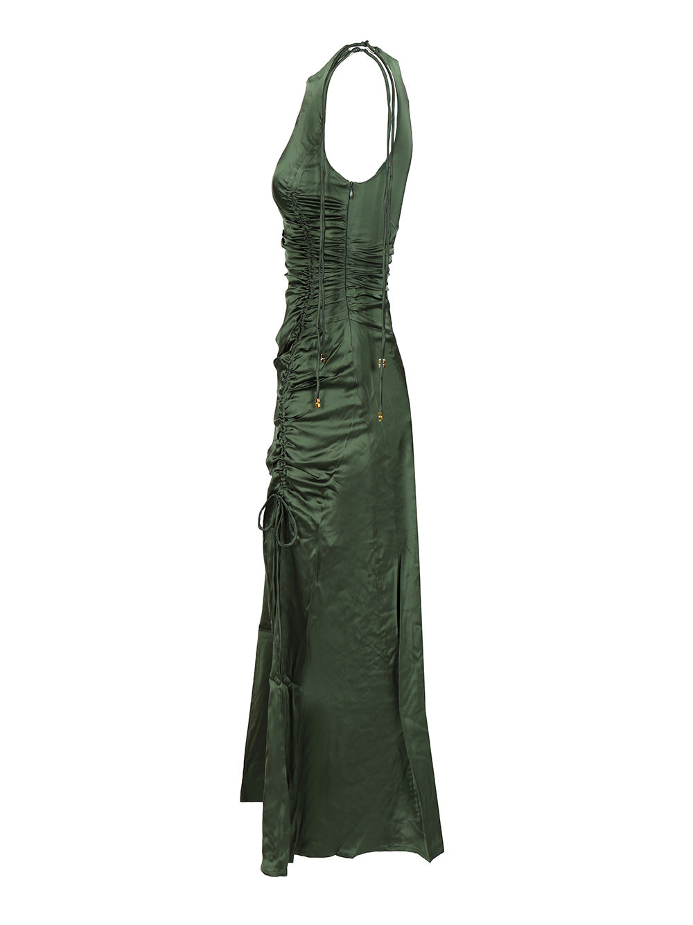 Ganni Satin Ruffled Dress Abiti - Verde | 9d9e7eab10f664847f3deb18cb0fad32a93636b0
