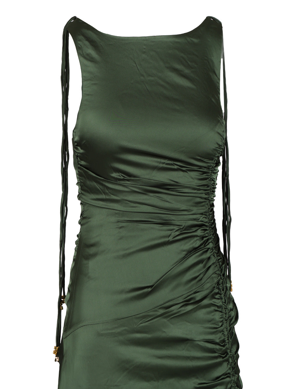 Ganni Satin Ruffled Dress Abiti - Verde | 8a26a678e5ae814fe1a6c613519d5f40acc663c7