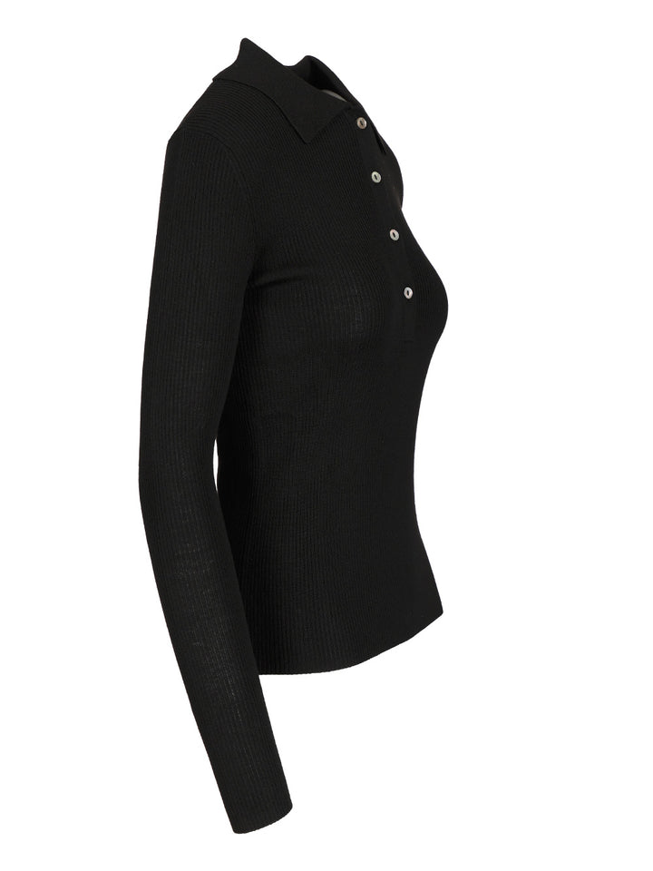 P.A.R.O.S.H. Long Sleeve Polo Shirt Knitwear - Nero | 4a5d8125d89b8bd1033f8de77ea00df6e6e30e27