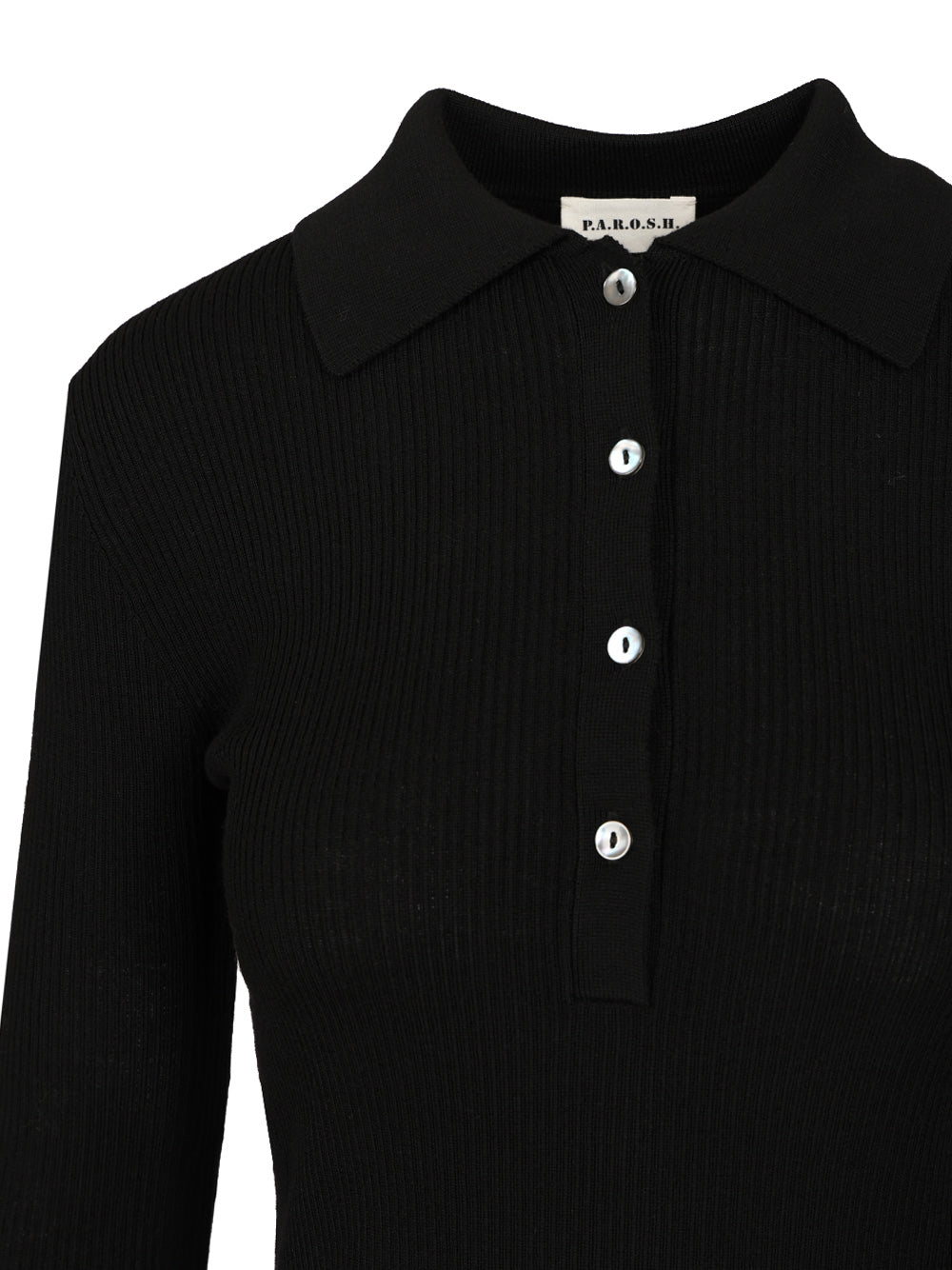 P.A.R.O.S.H. Long Sleeve Polo Shirt Knitwear - Nero | 3cb8178deb928048bd32693405fd1193bdeae3c4