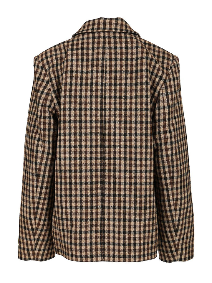 Ganni Checked Wool Blazer Giacche - Marrone | e7936fa25e365eef4ac495827f0d317354ef0cc3