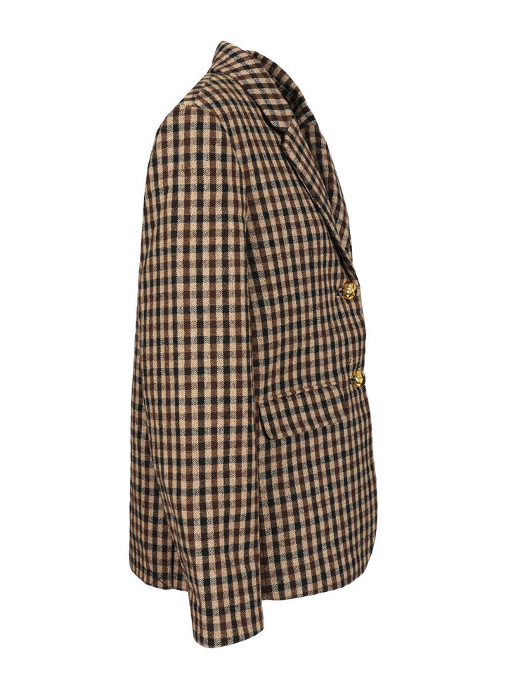 Ganni Checked Wool Blazer Giacche - Marrone | c1681ff58488ce15b46d8d23429e200002bdbcf6