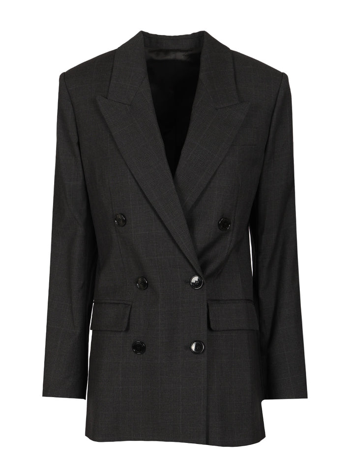 Isabel Marant Jevima Wool Prince Of Wales Suit Jacket Giacche - Grey | f5ecc8fbf0ea219278f68c5f6649edfed3d4b422