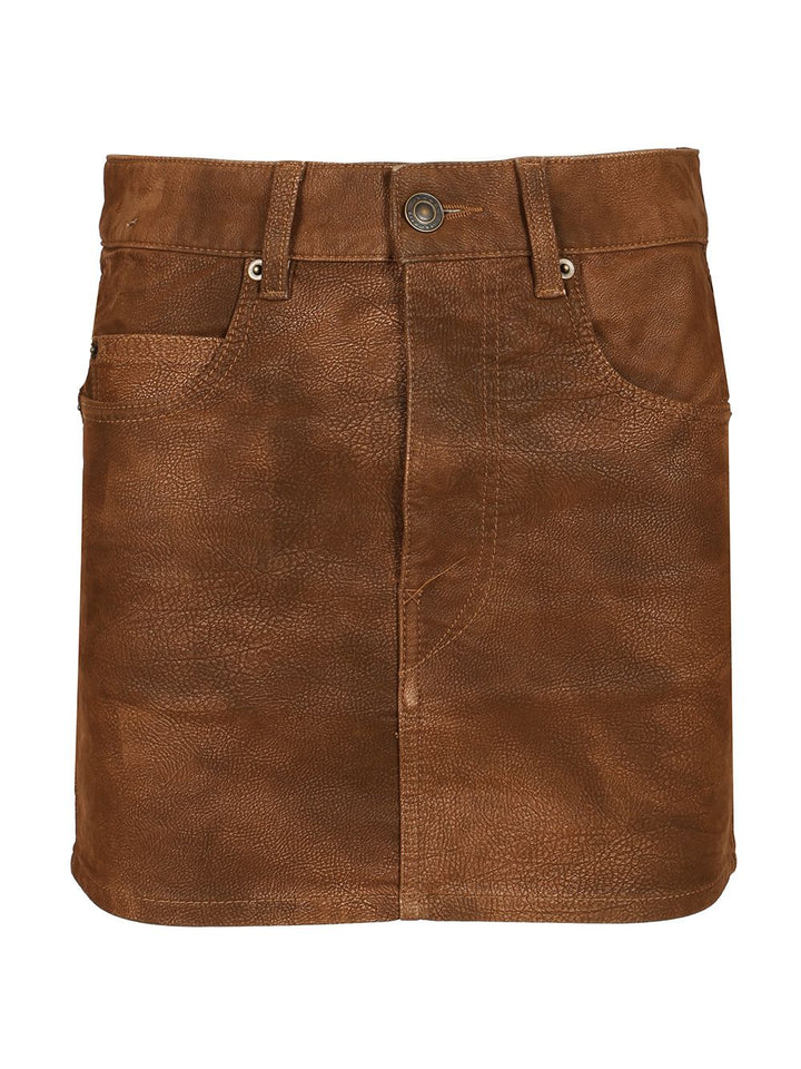 Marant Etoile Kimmy Mini Skirt Gonne - Marrone | b12b67c0cc50ba3941718bb6594ff490a5d01dc5