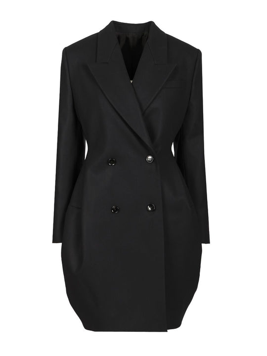 Double-Breasted Rounded Coat Coats Blu