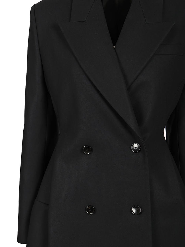 AlaÏA Double-Breasted Rounded Coat Coats - Blu | 3ea174c391cb6644be818a037be9bfe4ce00f0ea