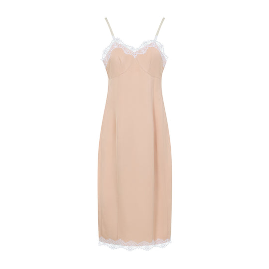 Beige Lingerie Viscose Midi Dress