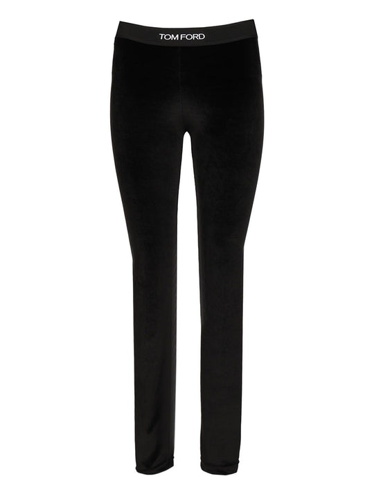 Stretch Logoed Leggings Trousers Nero