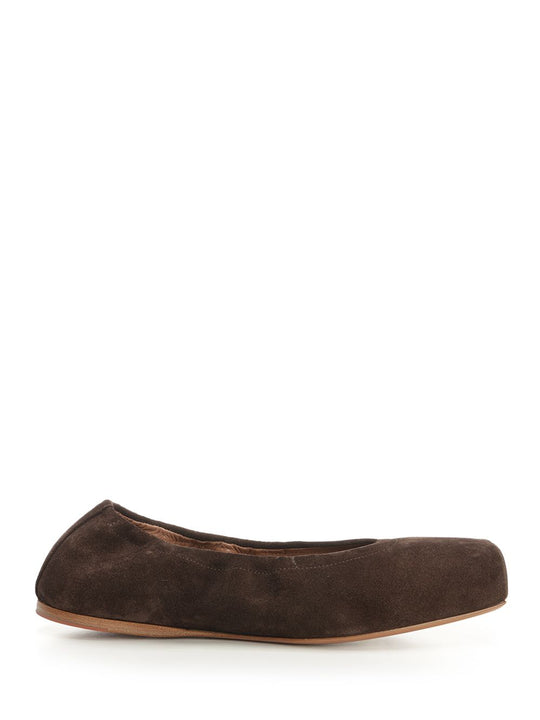 Square-Toe Flat Ballerinas Scarpe Basse Marrone