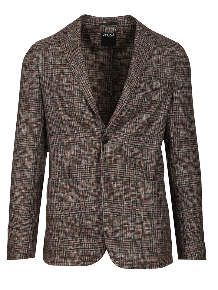 Ermenegildo Zegna Prince Of Wales Wool Jacket Giacche - Marrone | 30b63068860b743a4ef9a9ffcfef8bd203d6362b