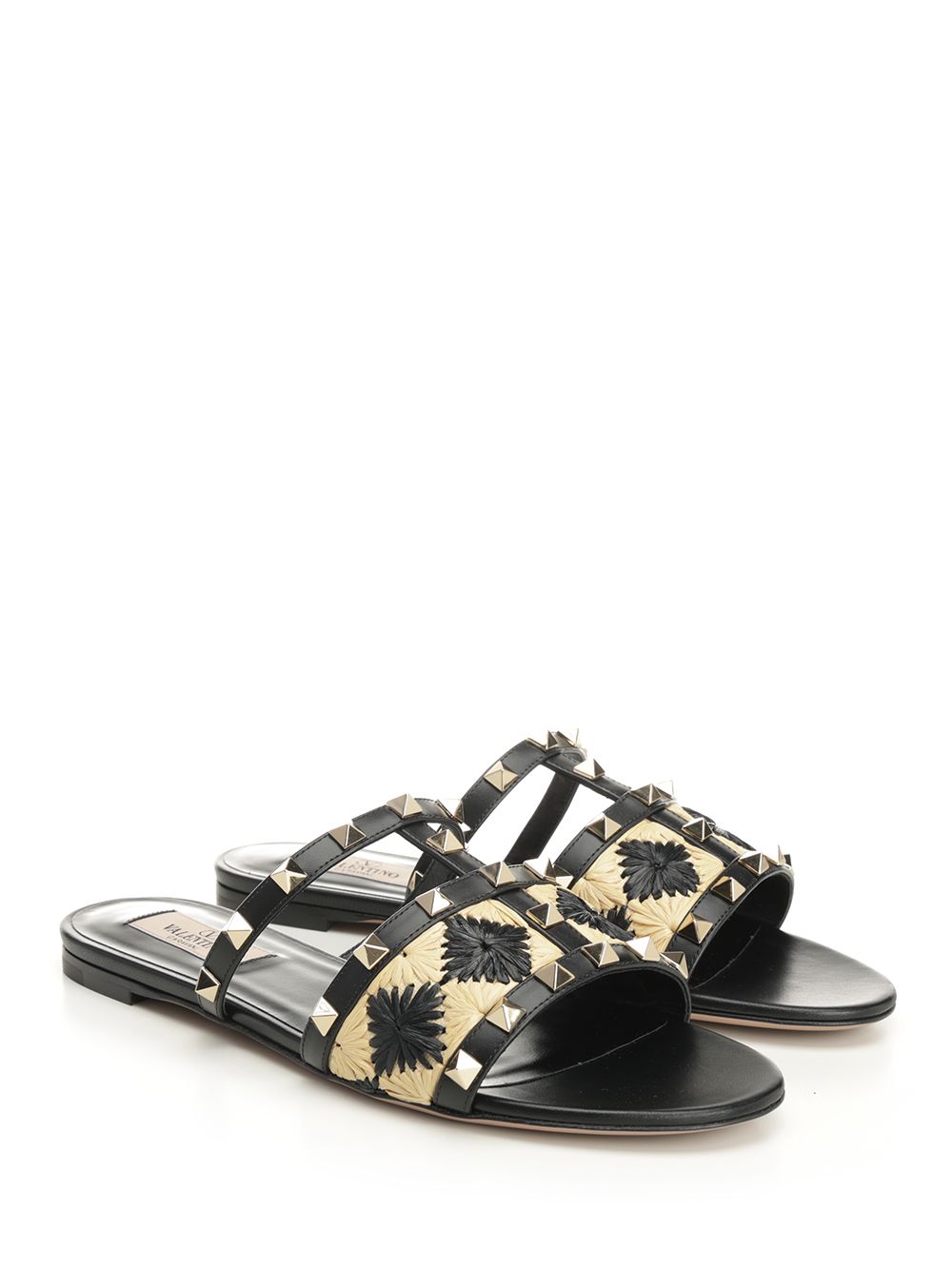 Valentino Garavani Raffia And Leather Sandal Sandali - Nero | d8d9e85c852c4061b9b3ce8dd3a224fdcdcb6b64