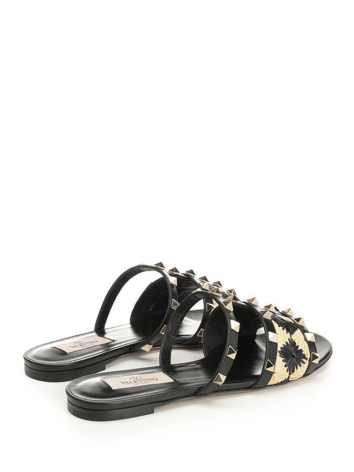Valentino Garavani Raffia And Leather Sandal Sandali - Nero | 0aaa2fcbc6bb067912e302922a52d87fa4620552