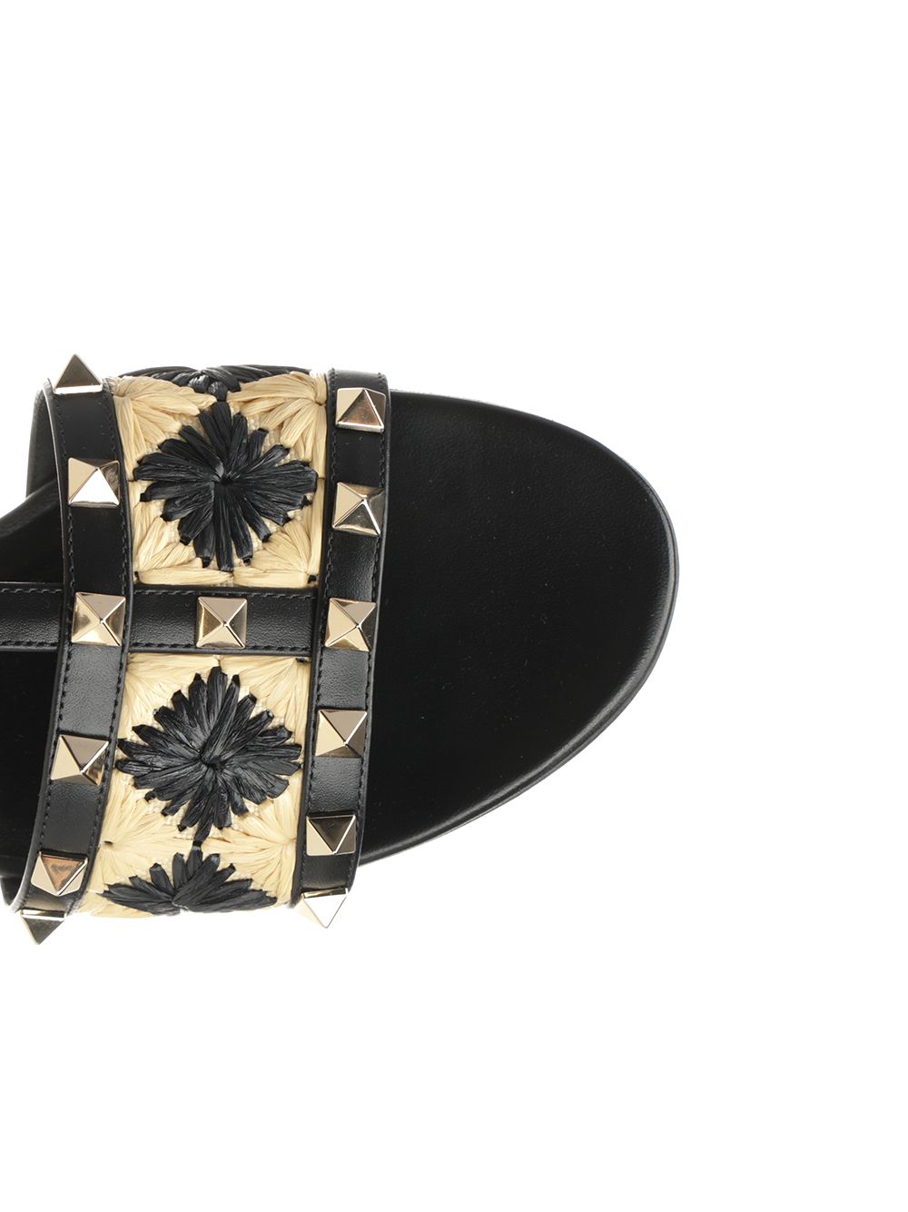 Valentino Garavani Raffia And Leather Sandal Sandali - Nero | 71b9c3ed82b0fef96f101cfde8cb28a1dd94c0f5