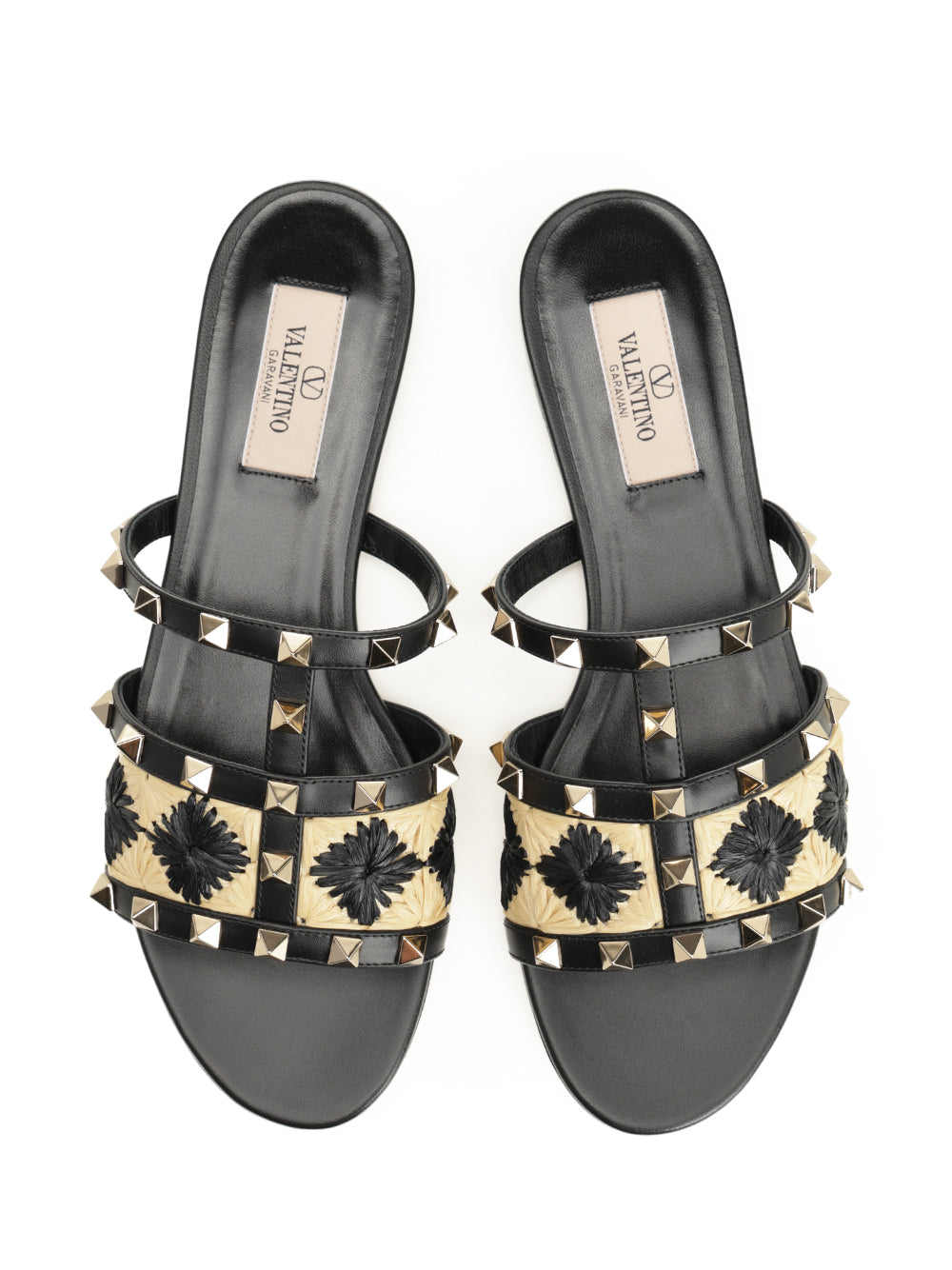 Valentino Garavani Raffia And Leather Sandal Sandali - Nero | e3e7f9698dd3681d22676e7411805f0291bef9c9