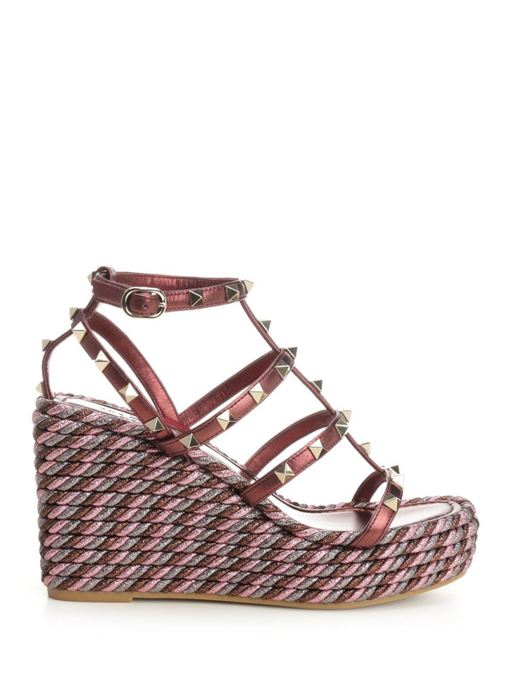 Valentino Garavani Metallic Calfskin Wedge Sandali - Violet | ad796d09ee885dd80ff324e5e385ad38ae01fba9