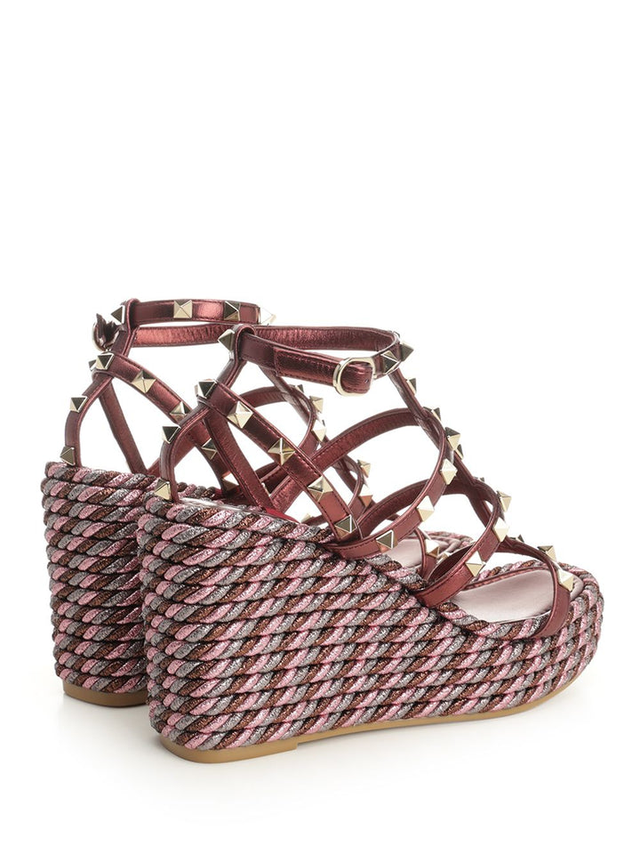 Valentino Garavani Metallic Calfskin Wedge Sandali - Violet | e041500481bba83d0f055783aa9d2f29a9705824