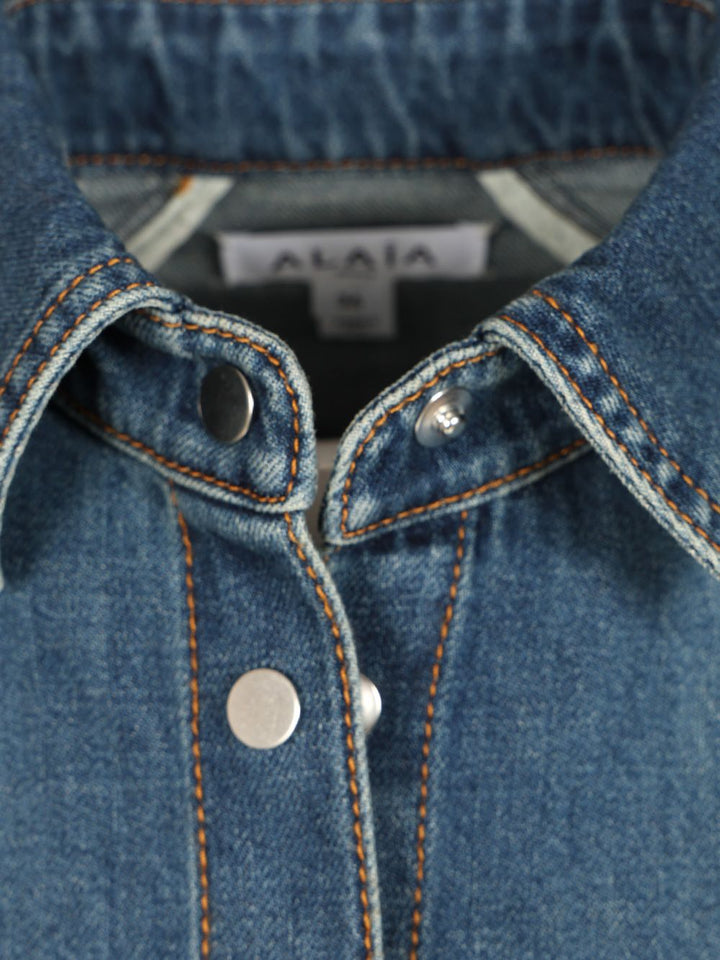 AlaÏA Rounded Shirt Casual - Blu | 54135a453265c09ff076e03af9426603f785afe5