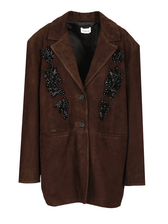 Jacket With Beaded Embroidery Giacche Marrone