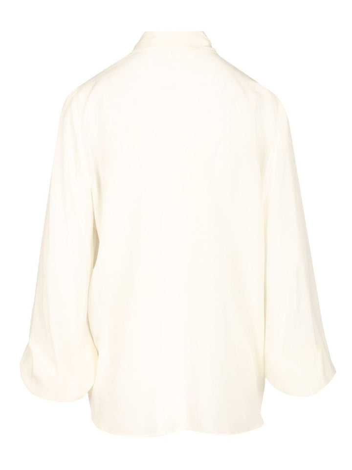 P.A.R.O.S.H. Silk Blouse Shirts - Bianco | 74dffc7fbd85224bb751e07ada2c1935e1aed5fc
