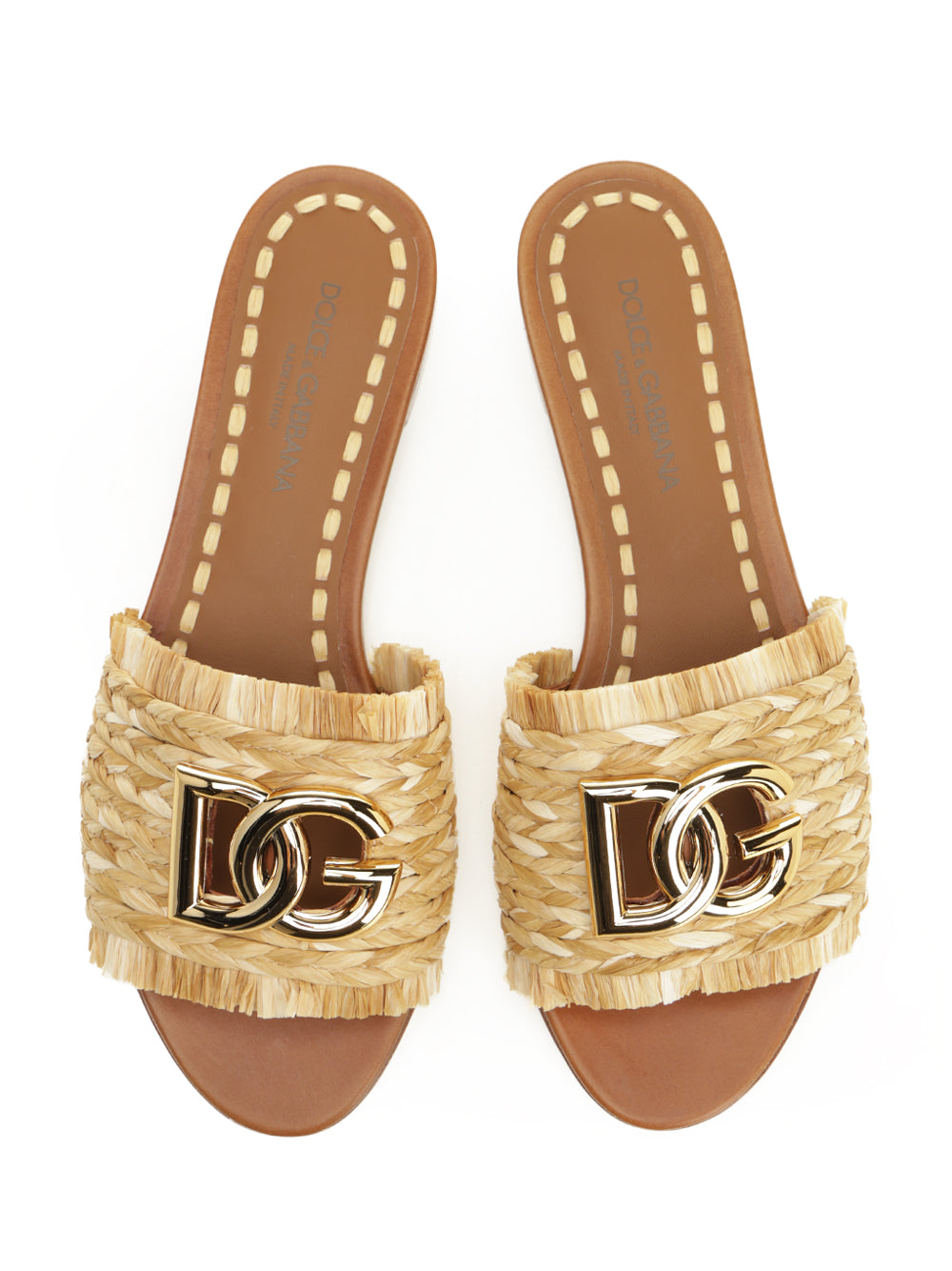 Dolce & Gabbana Raffia Slipper Sandali - Beige | 4eceffafedc35e92fac2f170e15857819746ff6e