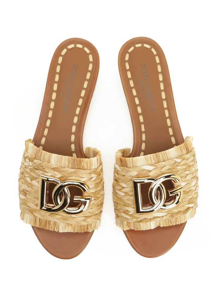 Dolce & Gabbana Raffia Slipper Sandali - Beige | 82c1ae1fcb60a4558fe3c84a07e7f06bf1a295b2