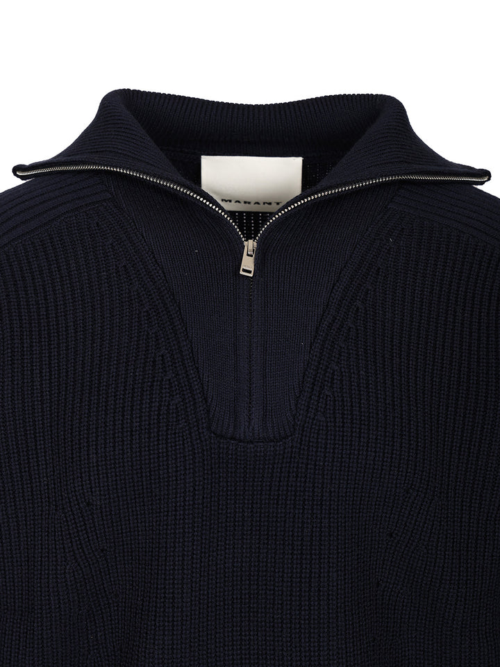 Marant Benny Zip-Up Turtleneck Sweater Polo shirt - Blu | 282560468f5f8bde62f03a9b8fe8e98ca75d82e3