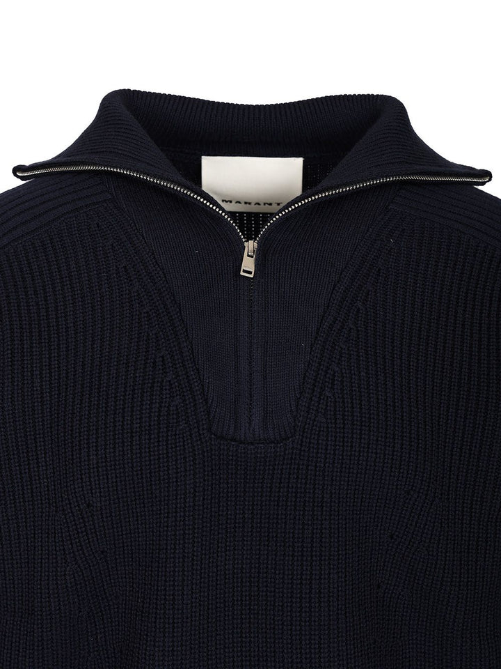 Marant Benny Zip-Up Turtleneck Sweater Polo shirt - Blu | 1852db8bf6e365aad3706d6fdb9afd36aac2a264