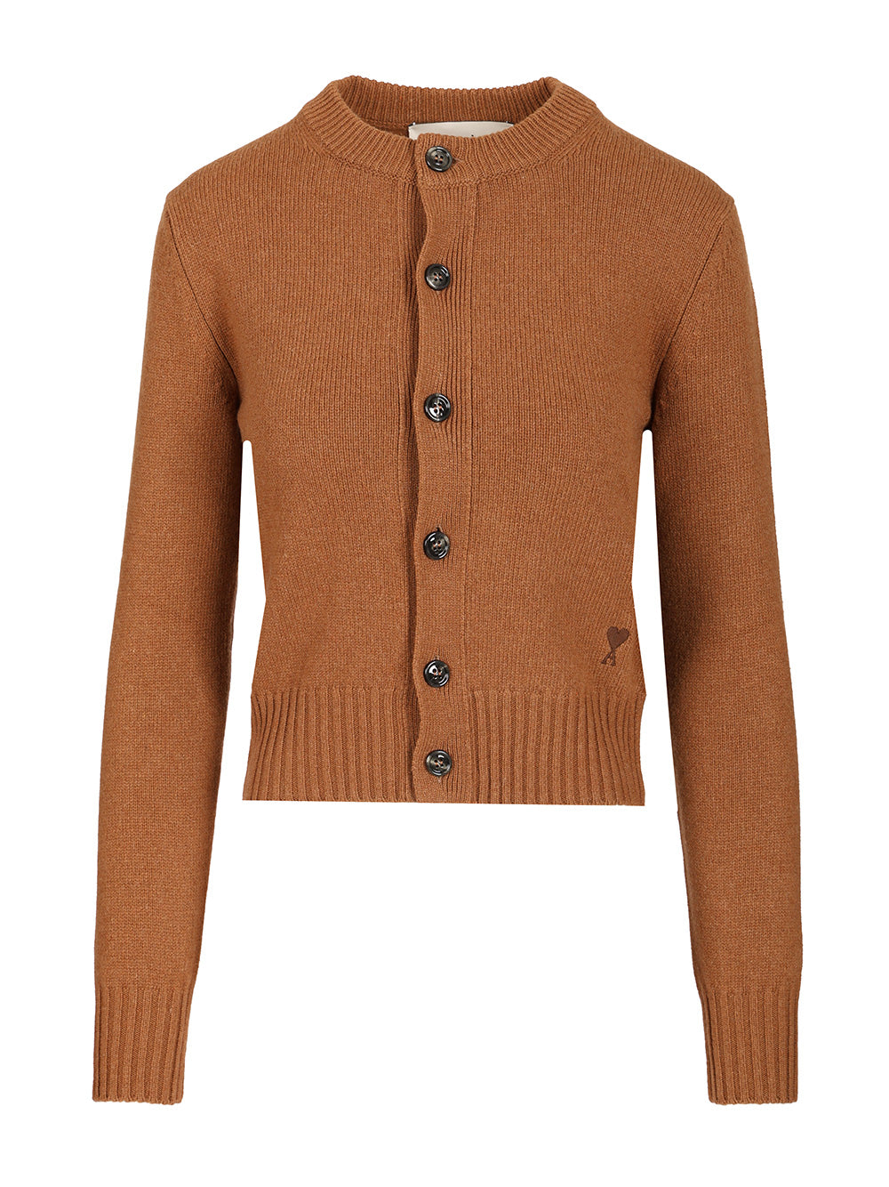 Ami Wool And Cashmere Cardigan Knitwear - Marrone | d39a5561b2ae8c77579953abc34fff71d0ec52a1