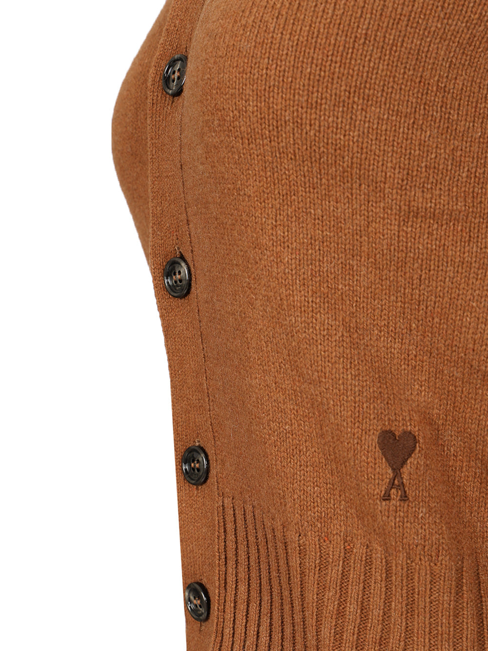 Ami Wool And Cashmere Cardigan Knitwear - Marrone | fee2d15c572d4621e48f62a8980ec6cd630671e0