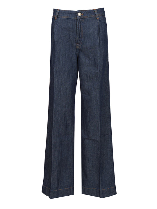Pleated Trouser Jeans Blu