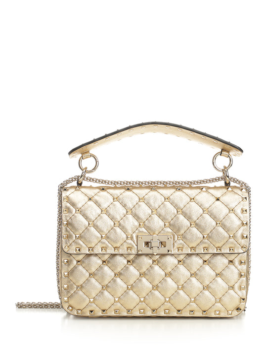 Rockstud Spike Shoulder Bags Beige
