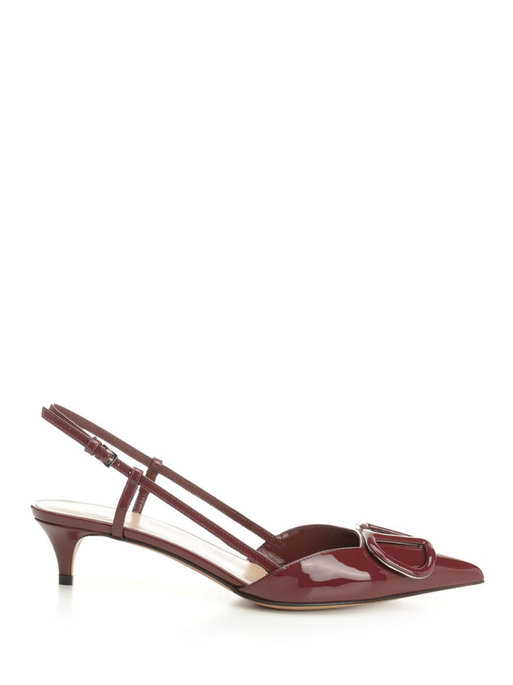 Valentino Garavani Patent Leather Vlogo Slingback Decollete - Bordeaux | c516c4bd754f89750f4047883bae5c5e8369db8e