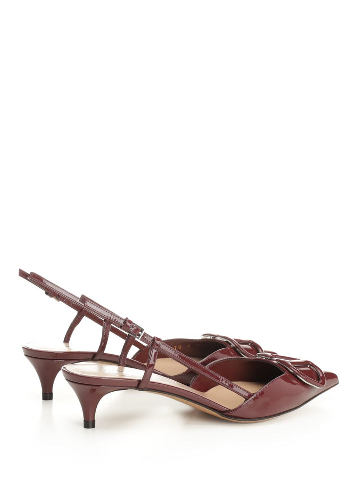 Valentino Garavani Patent Leather Vlogo Slingback Decollete - Bordeaux | 575c65b019a79282bc28da52cb4080aec4ae0bef