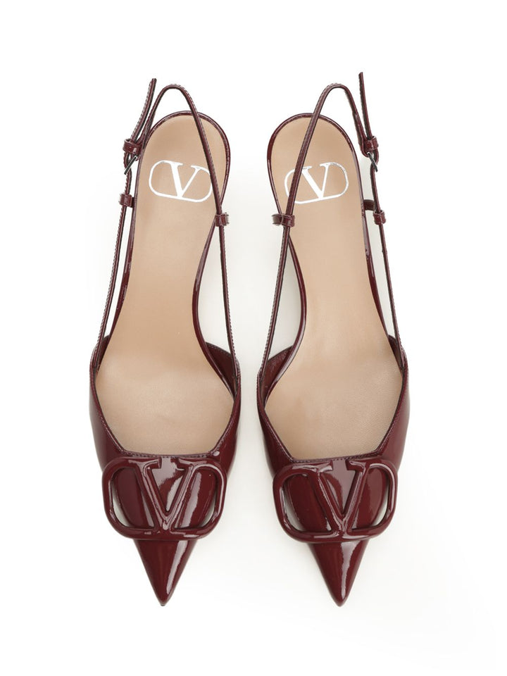 Valentino Garavani Patent Leather Vlogo Slingback Decollete - Bordeaux | 3ca1d1eb511a140793d105924f33fc95a8992bd0