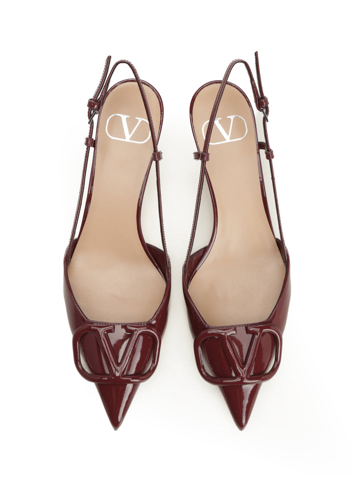 Valentino Garavani Patent Leather Vlogo Slingback Decollete - Bordeaux | e6ea66a9bce100906942623f9c6f1f03ec127f0e