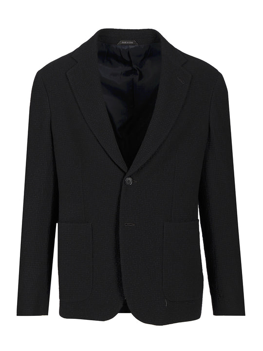 Single-Breasted Stretch Wool Jacket Giacche Blu