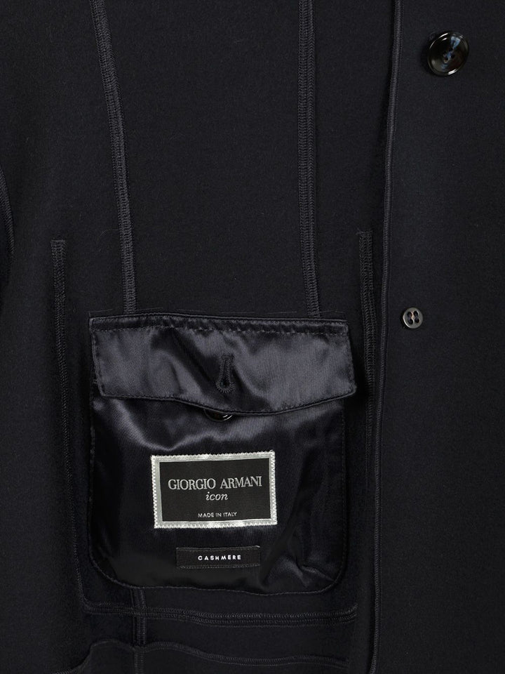 Giorgio Armani Blazer In Cashmere Knitwear - Blu | dd30fcfb5d5a5a2f20be6ee3525cbb67be5798f0