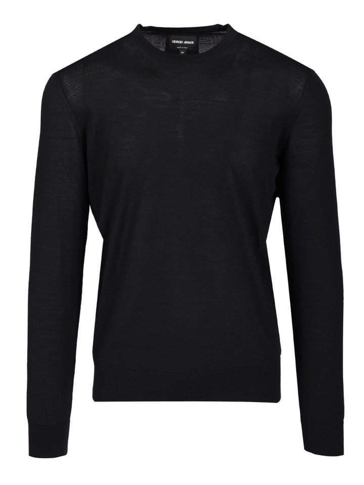 Giorgio Armani Crew Neck Wool Sweater Knitwear - Blu | 506357e37190383f8921c0d6d747579876607917