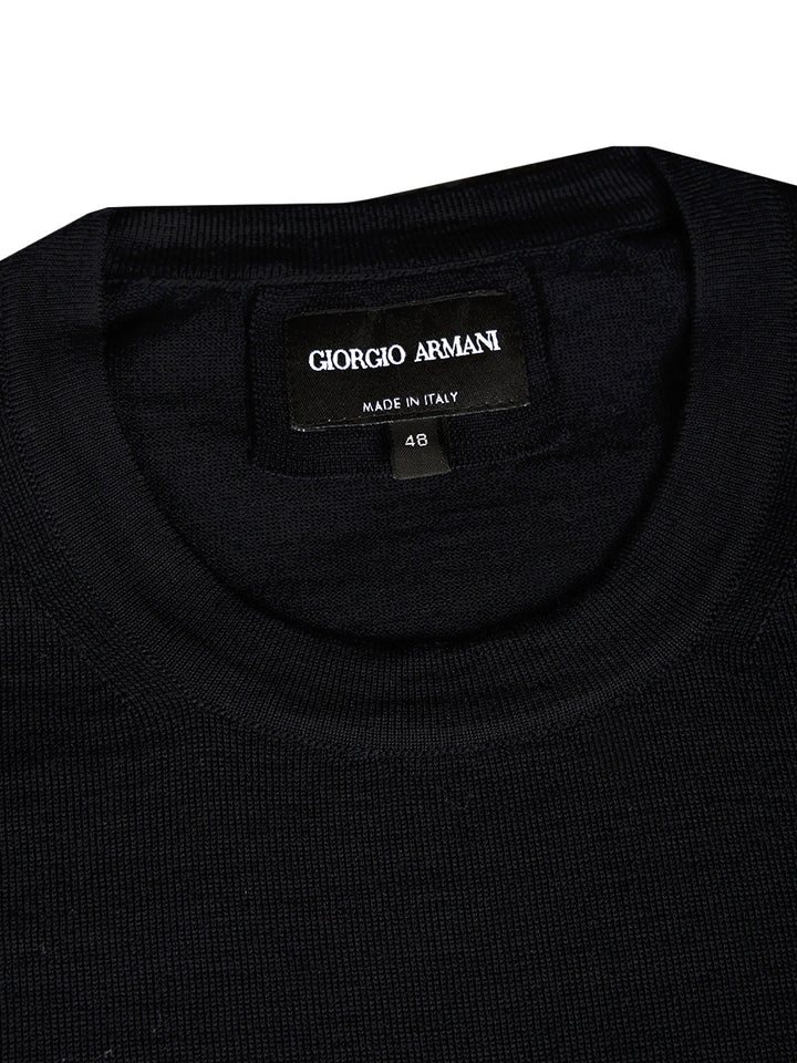 Giorgio Armani Crew Neck Wool Sweater Knitwear - Blu | 4020f668d5bd5a0c346ae7343ed3885165040462
