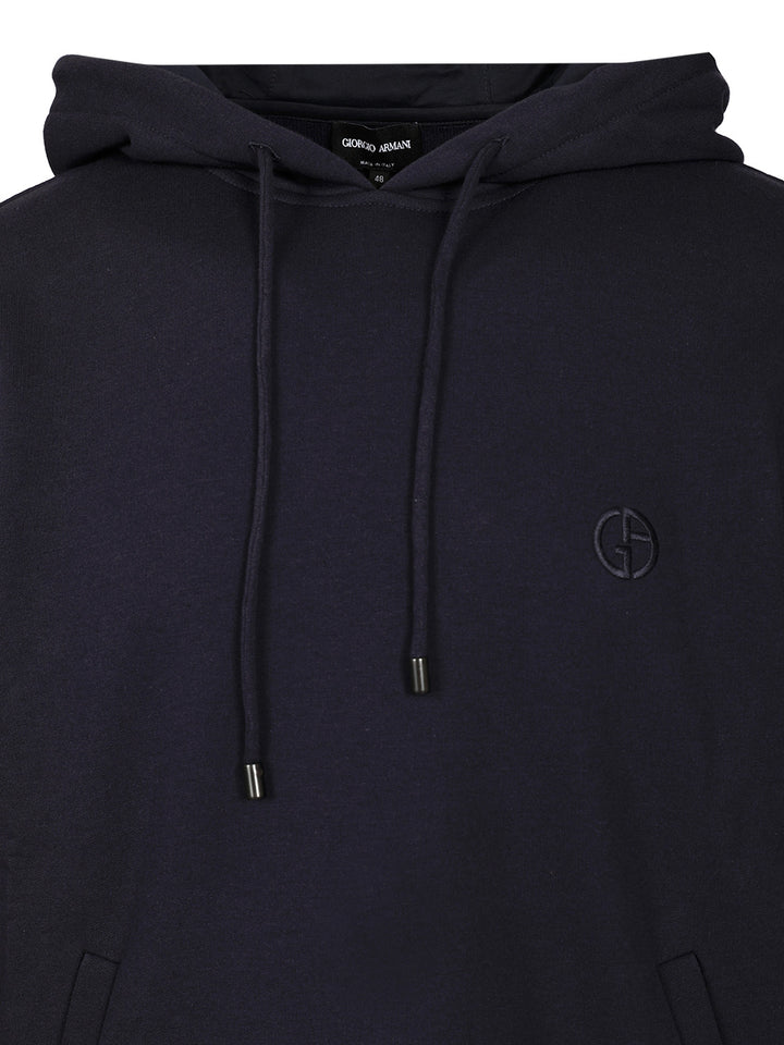 Giorgio Armani Cotton And Cashmere Hooded Sweatshirt Sweatshirts - Blu | 0f1eb7ec75bc0d7f25773f9b56eaf3adcd2a0966