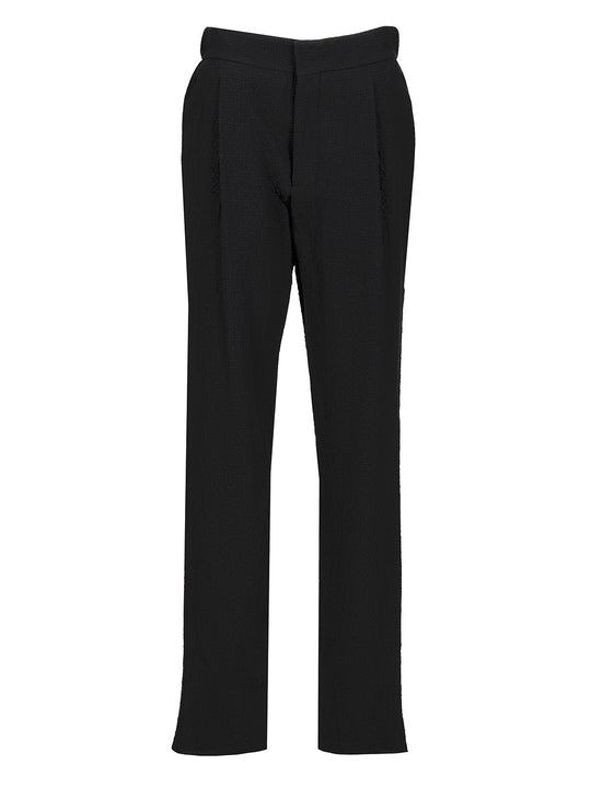 Stretch Wool Single Pleat Trousers Blu