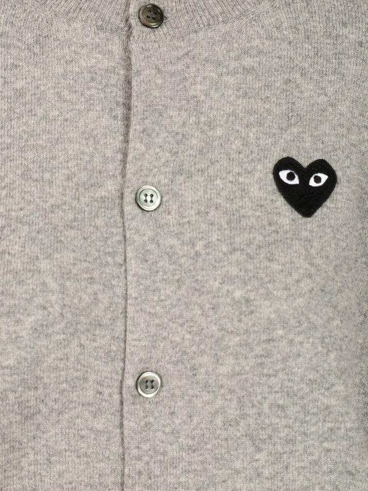 Comme Des Garcons Play Wool Cardigan Knitwear - Grey | b222c93361de2a28beadddcbae4bef0873936f83