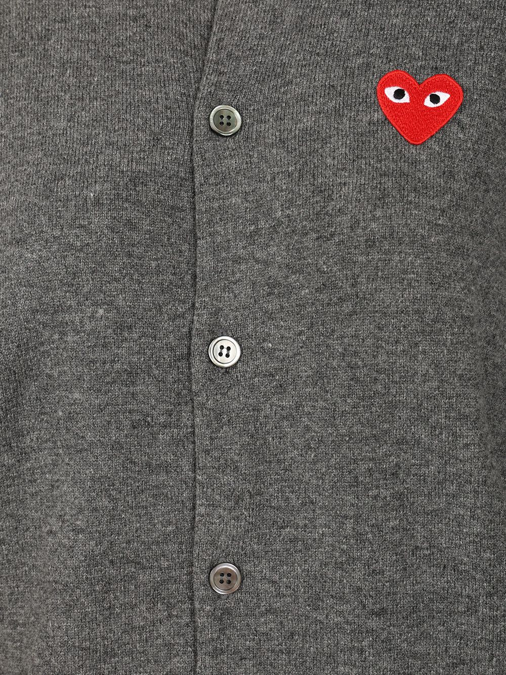 Comme Des Garcons Play Merino Wool Cardigan Knitwear - Grey | 1818bfff4abde356e42696b2b1185f30d56a8998