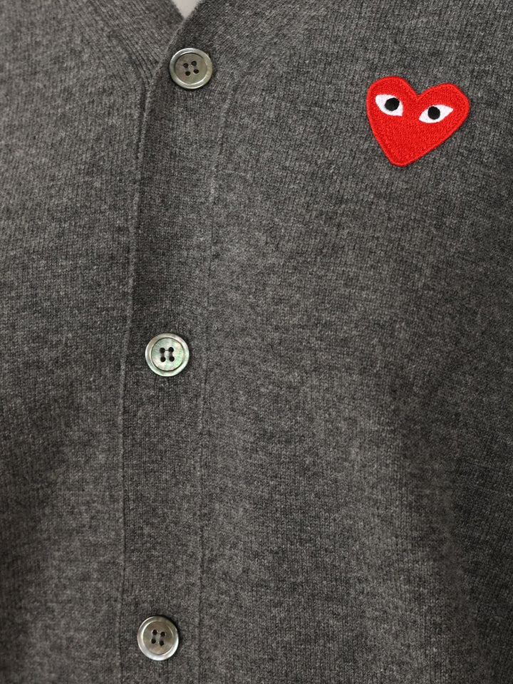 Comme Des Garcons Play Wool Cardigan Knitwear - Grey | b9f57740898d6ed368444adba94e6152d822cd56