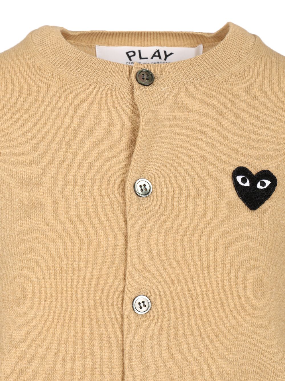 Comme Des Garcons Play Wool Cardigan Knitwear - Beige | f2c70f8dc4dcb5fbc2d65910f7ef9a59da557be4