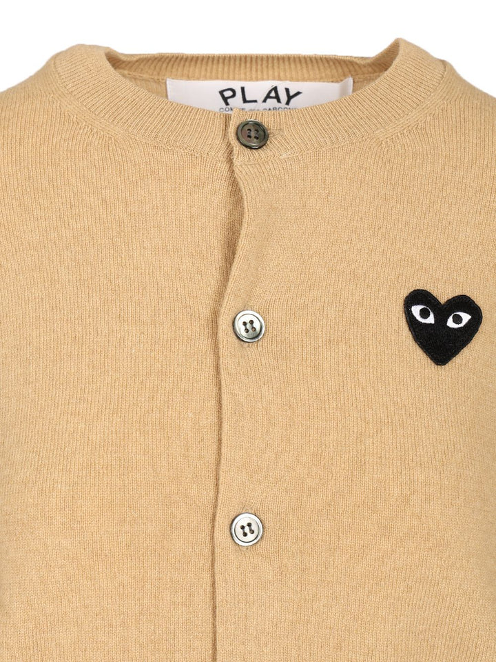 Comme Des Garcons Play Wool Cardigan Knitwear - Beige | f2c70f8dc4dcb5fbc2d65910f7ef9a59da557be4