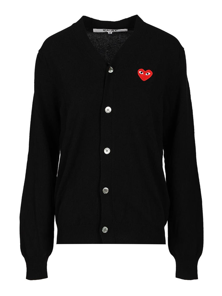 Comme Des Garcons Play Wool Cardigan Knitwear - Nero | 8bf2891d4f4ecf1645a97a1c03d5c79997f29616