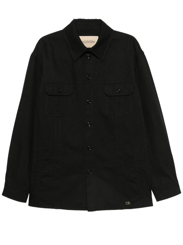 Giacca Camicia Valentino In Gabardina Di Cotone Con Vlogo